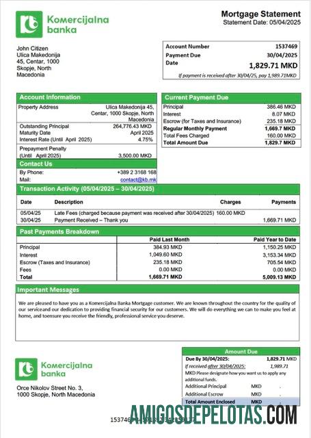 imprimível Modelo Word e PDF de declaração de hipoteca do Komercijalna Banka da Macedônia do Norte